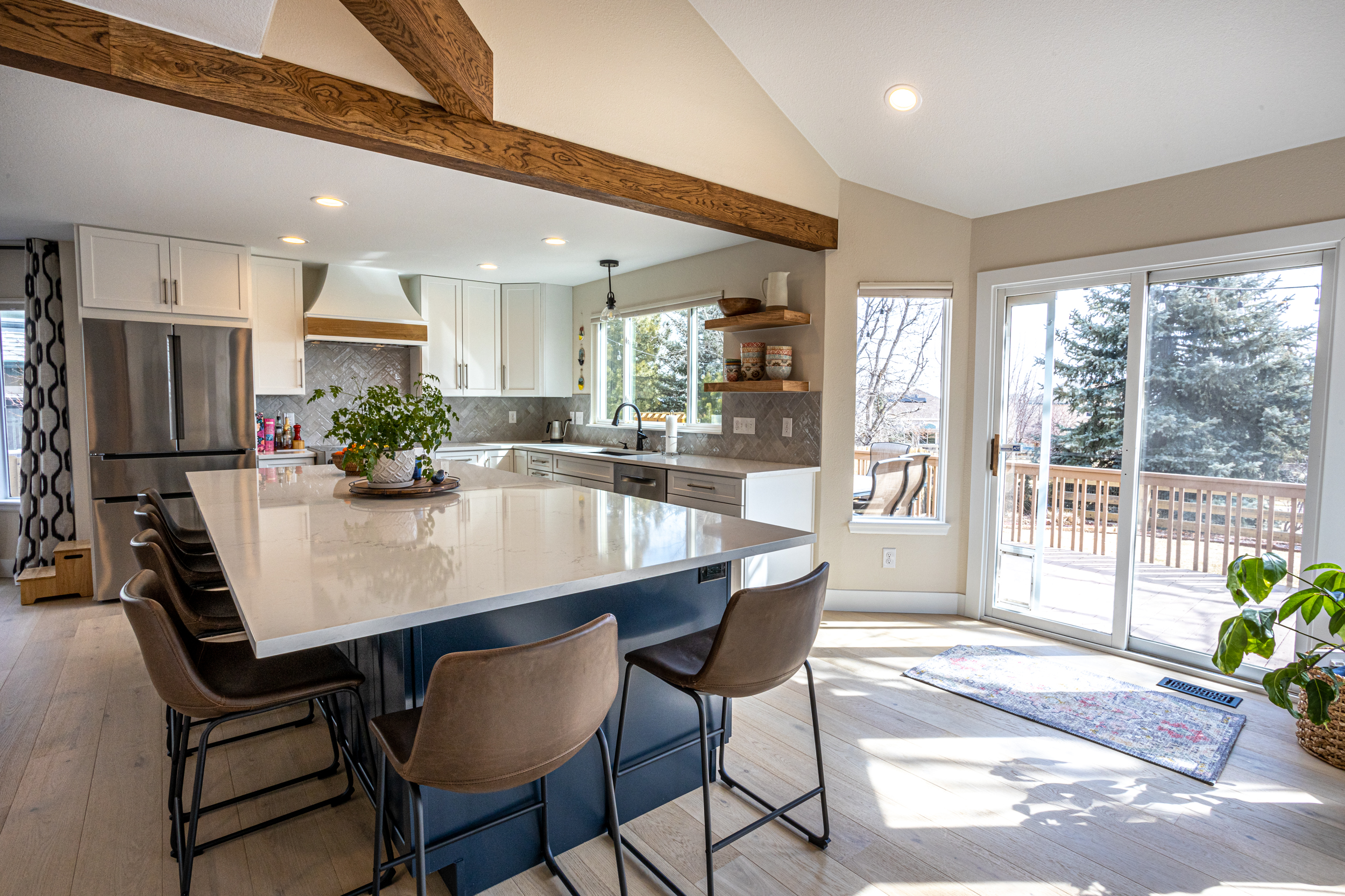  Stainless steel stove with built-in cabinetry